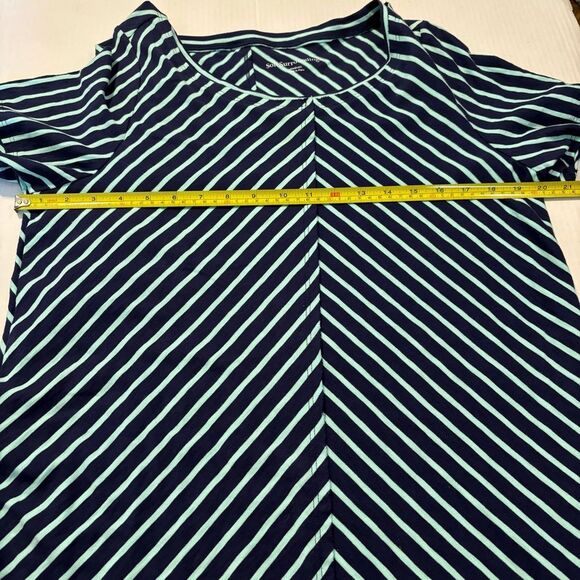 Soft Surroundings Pima Cotton Indra Blue Striped Short Sleeve Tee Medium Boho - Picture 10 of 12